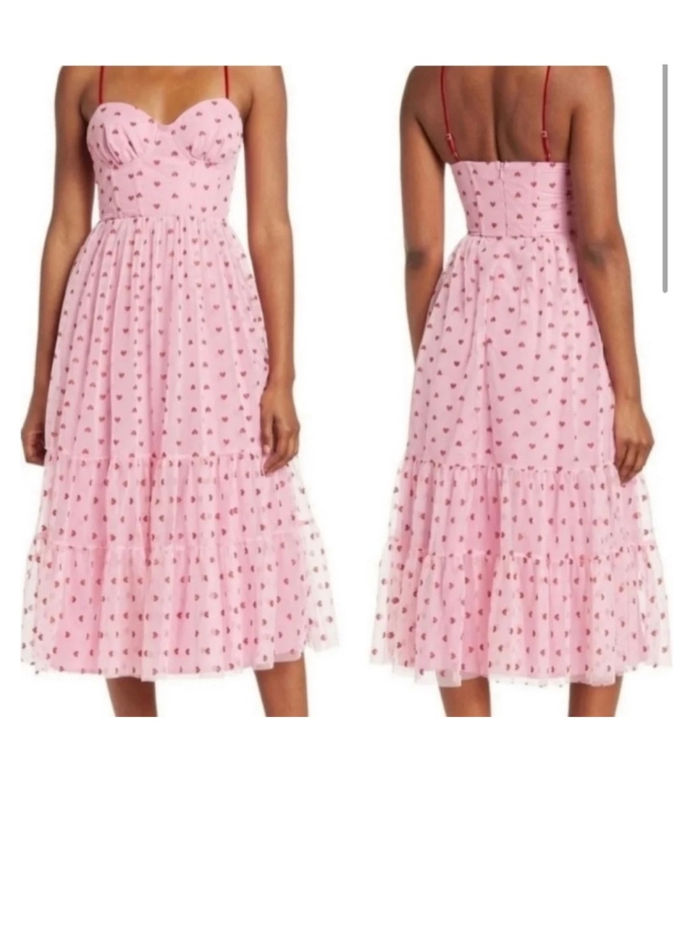 Betsy Johnson Women’s Pink Heart Print Midi Dress
